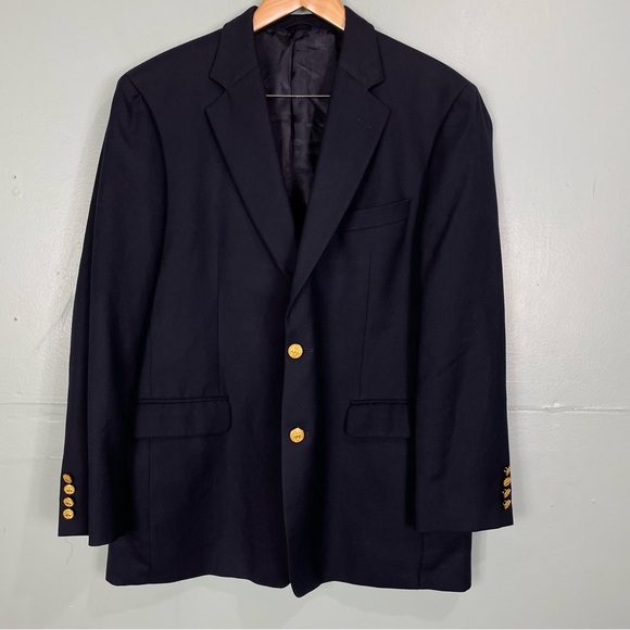 Brooks Brothers 346 Wool Cashmere Blazer Navy Blue Size 43R